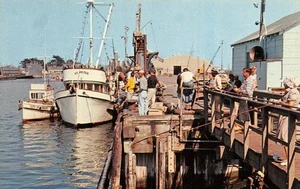 PORT HUENEME, CA Fischerei Pier Boote Ventura County 1950er Vintage Postkarte - Bild 1 von 2