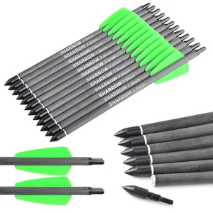 12X Mini Arrows Bolts 7.5" 15" Carbon Archery Screw Point Vanes Bow Hunting - Picture 1 of 23