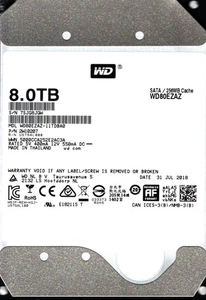WD80EZAZ-11TDBA0 S/N: 7SJG8 WESTERN DIGITAL 8TB THAILAND JUL 2018 - Picture 1 of 2