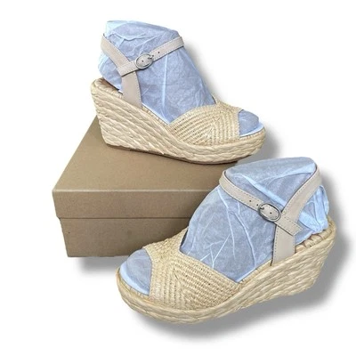Nuevas Sandalias de Cuña Gentle Souls de Kenneth Cole Nomi Rafia Talla 6M Natural Foto 1 de 4