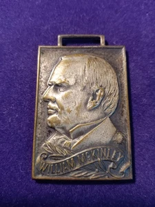 Vintage 1907 Watch Fob William McKinley Embossed Memorial Dedication Canton Ohio - Picture 1 of 3
