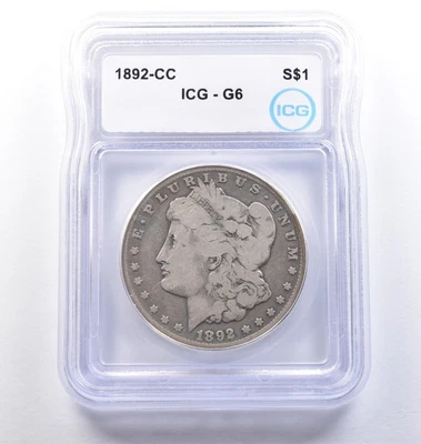 1892-CC Morgan Silver Dollar G6 ICG *9143 - Image 1 of 3