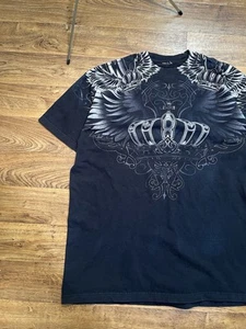 Camicia Xzavier AXR Patron Saint Y2K stampa all over ali incrociate gotiche 3XL - Foto 1 di 13