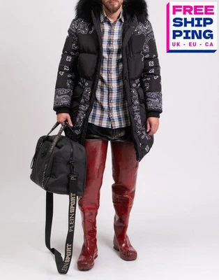 RRP €3000 PHILIPP PLEIN Down Puffer Jacket Size S Paisley Bandana Raccoon Fur  - Изображение 1 из 4