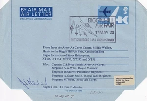 AAC Sioux Helo FLOWN AIR LETTER: 1974 Biggin Hill SHS - Unknown Signed #49/57 - Picture 1 of 1