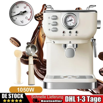 MARKENLOS Espressomaschine Mahlwerk 1,5L 20 Bar Halbautomatische Espressomaschine DE