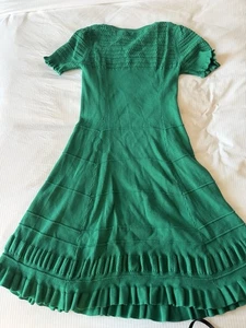 Süß! Anthropologie Maeve Häkel Pullover Kleid Grün Promenade Retro Größe S - Bild 1 von 8