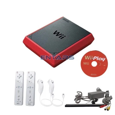 Wii Mini Nintendo console con 2 Controller 2 nunchuck gioco incluso Wii Play - Immagine 1 di 4