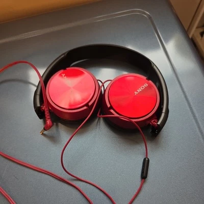 Sony Headphones Wired Red Foldable Compact AUX On Ear - Image 1 of 2