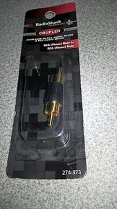 Male to Male Radioshack Phono Audio/Video Plug Coupler Gold 274-873 M-M 2740873 - Picture 1 of 2