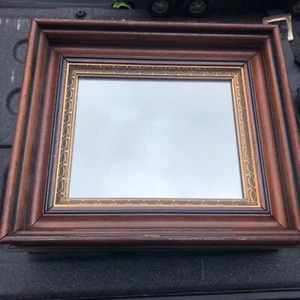 vintage black walnut & gold frame mirror 15” x 13” mirror 8/10” pretty detail - Picture 1 of 8
