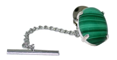 Malaquita africana plata esterlina ovalada 16x12 cabujón corbata ESTT135OTH/41725 Foto 1 de 2