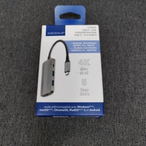 Insignia 4-in-1 USB-C Hub 1 4K HDMI / 2 USB 3.0 / 1 USB-C PD NS-PH541MD24-C - Picture 1 of 3