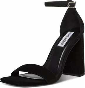 Sandalia de vestir de tacón para mujer Steve Madden Tiaa negra gamuza talla EE. UU. 8,5 M - Imagen 1 de 4