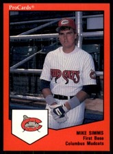 1989 ProCards Minor League Mike Simms Columbus Mudcats #141