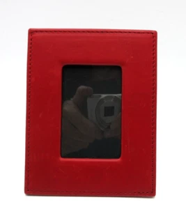 Cole Haan Frame MINI Holds 2x3" Photo Leather Snap Travel Red - Picture 1 of 8