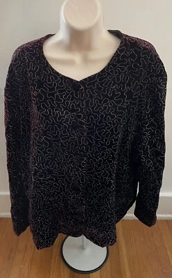 Blazer/Camisa Maggie McNaughton Terciopelo Granate/Terciopelo con Bordado Dorado 24W DE LUJO Foto 1 de 4