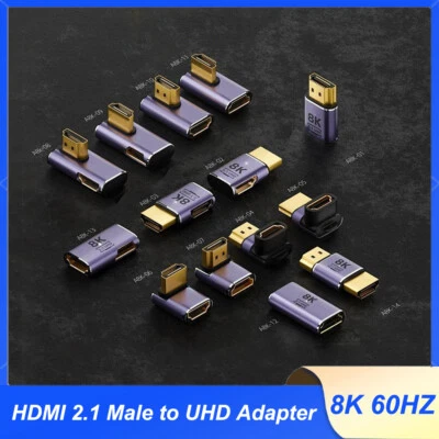HDMI 2.1 Male to UHD Adapter 90 Degree Converter 8K 60HZ Mini /Micro /HDMI HDTV - Image 1 of 4