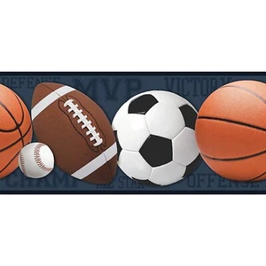 Roommates SPORTS PLAY BALL Peel & Stick Wallpaper Border Kids Room Wall Decor,,, - Picture 1 of 3