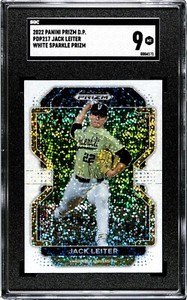 2022 Panini Prizm Draft Picks Jack Leiter White Sparkle Card SSP! Rangers  SGC 9