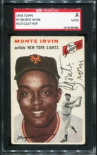 1954 Topps Monte Irvin #3 HOF New York Giants - SGC A / Authentic - Hand Signed