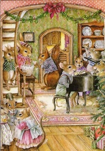 Grußkarte* Kunstlerkarte* Kleine Tiere feiern Weihnachten * Susan Wheeler - Bild 1 von 1