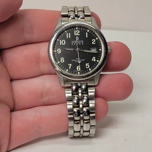 Berenger Steel Quartz Watch Black Dial Date Japan Movement -For Repair - Picture 1 of 9