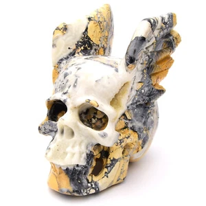 Skull 123mm Maligano Jasper, wings, Gemstone, Natural, Crystal Healing - Picture 1 of 4