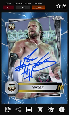 Topps WWE Slam 2025 Triple H Chrome Blue Signature 150cc Iconic DIGITAL - Image 1 of 2
