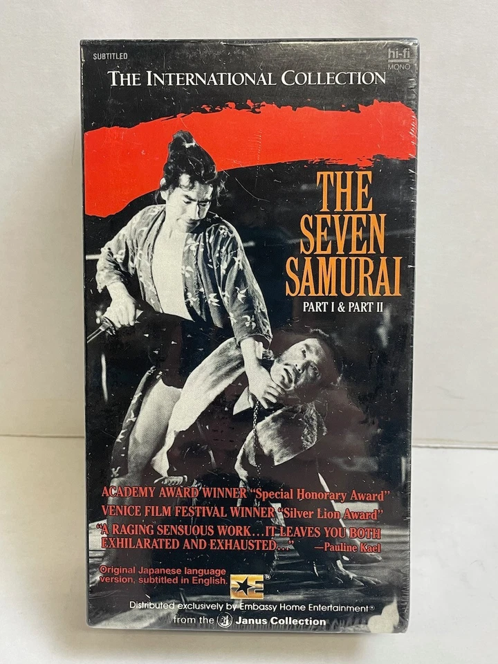 Seven Samurai Parts I and II 2 VHS Set Akira Kurosawa International new sealed - Image 1 of 4