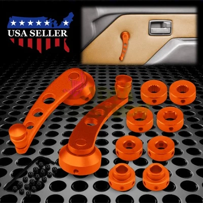 Perillas de aluminio con manivela de vidrio para bobinadora de ventana de coche naranja de ajuste universal 2 piezas Foto 1 de 4