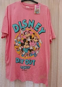 BNWT Disney Mickey & Friends Long Pink T-shirt Dress - Size XL - Foto 1 di 7
