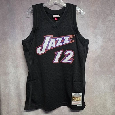 Camiseta deportiva Mitchell & Ness Utah Jazz John Stockton 12 negra Swingman para hombre L $130 nueva con etiquetas Foto 1 de 4