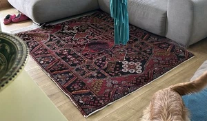 Vintage Teppich Handgeknüpft Orientteppich Malayer 180x135 cm Iran Rot Gemuster - Bild 1 von 3