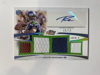 Russell Wilson 2012 Topps Prime reliquias autografiadas nivel V/15 RPA RC eBay 1/1 Foto 1 de 4