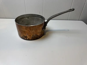 Vintage French 8in Copper Saucepan Made in France Hammered Tin Lining 3.5qt - Picture 1 of 8