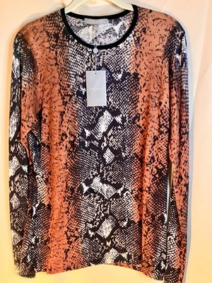 Suéter Neiman Marcus 100% cachemir manga larga estampado piel de serpiente. Talla XL. Nuevo Foto 1 de 4
