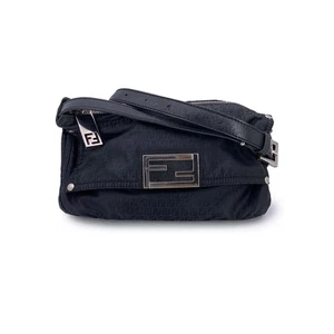 Fendi Black Monogram Canvas Small Crossbody Messenger Bag - Imagen 1 de 6