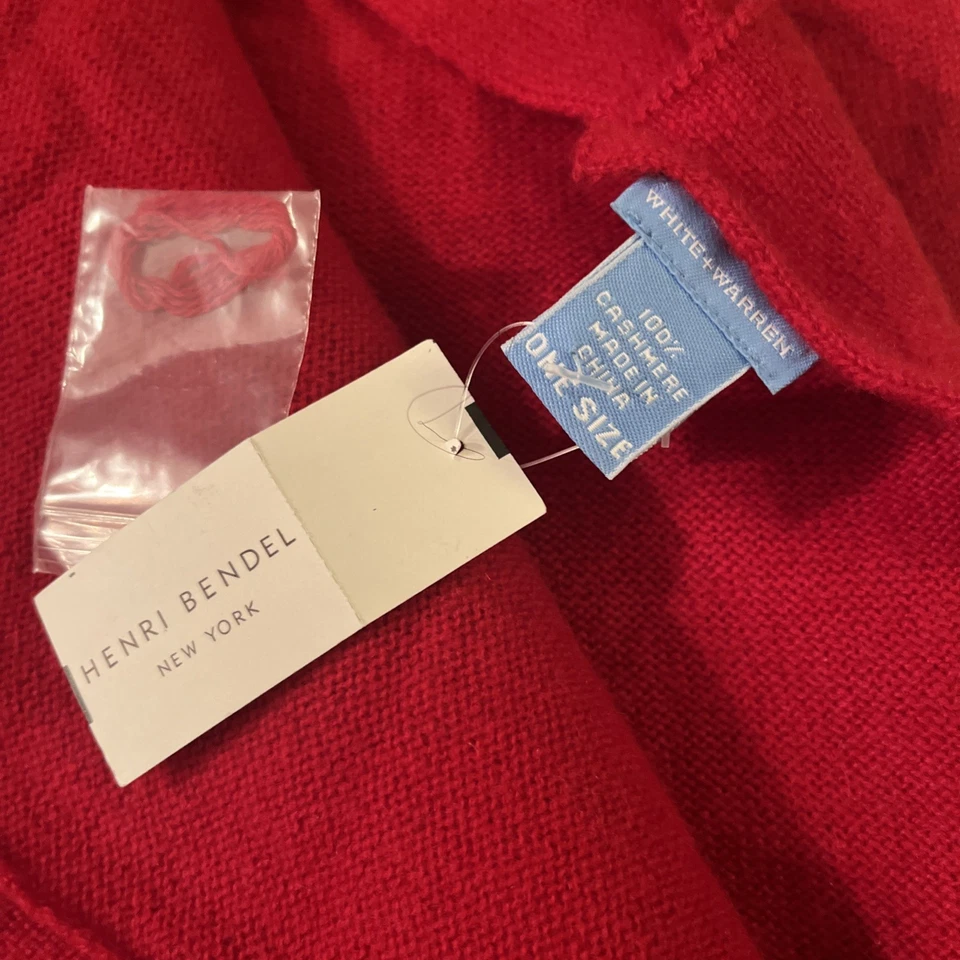 WHITE & WARREN 100% RED Cashmere 84x23 - Travel Wrap Scarf Shawl - NWT / NEW - Image 1 of 3