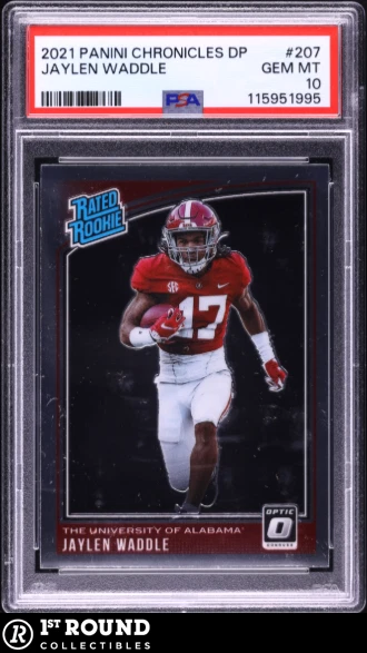 Jaylen Waddle PSA 10: 2021 Panini Chronicles Draft Donruss Optic Rookie POP 6 - Image 1 of 3