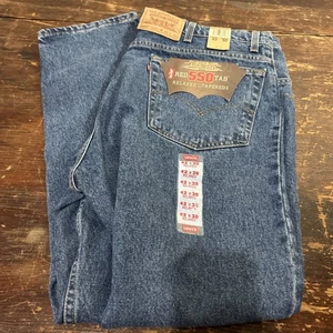 LEVIS MENS BLUE JEAN 550 42X30 RELAXED FIT TAPERED 100% COTTON NEW RED TAB USA - Picture 1 of 6