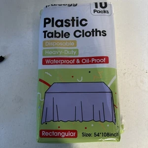 Pureegg Plastic Table Cloth Disposable 10 Pack, 54 x 108 Inch Table Cloths for P - Picture 1 of 2