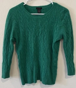 Suéter Only Mine para mujer XL verde 100 % cachemir 2 capas tejido con cable pulóver - Imagen 1 de 4