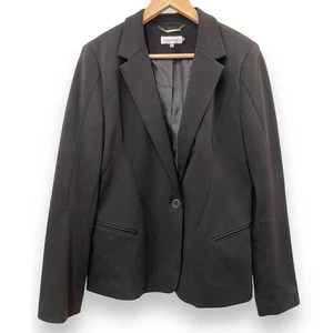 Calvin Klein Blazer Notch Collar Jacket Black Single Breasted Women's Sz 14 NWOT - Picture 1 of 6