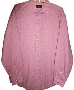 Derby Sporting Herren Poly-Mix rot weiß kariert Langarm Hemd Größe Large - Bild 1 von 5