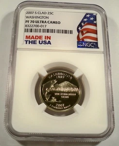 2007-S 25c CLAD NGC PF70UCAM WASHINGTON QUARTER PROOF ULTRA CAMEO PR 70 WA - Picture 1 of 4