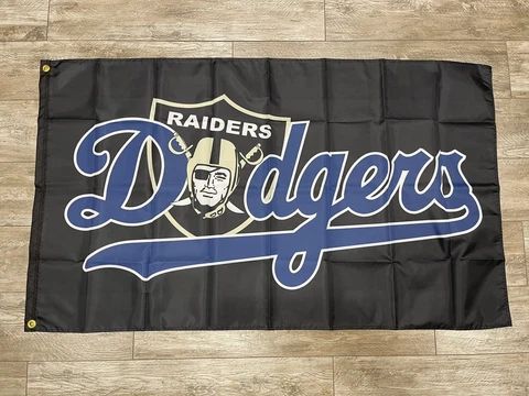Las Vegas Oakland Raiders X Los Angeles Dodgers Flag - 3x5 ft Champions MLB NFL Cover