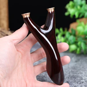 Wood Slingshot Hunting Catapult Archery Slingbow Shooting Flat Rubber Band Games - Picture 1 of 12