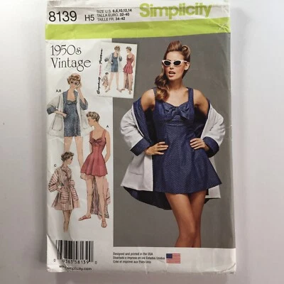 Simplicity 8139 Bathing Suit Dress Skirt Swim Beach 50s Ladies New Uncut Pattern - Image 1 of 4