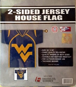West Virginia University Mountaineers Premium 2-Sided Banner Flag, Jersey... - Picture 1 of 1